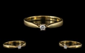 Ladies - Attractive 9ct Gold Single Stone Diamond Set Ring, With Full Hallmark for 9.375.