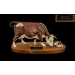 Beswick - Good Quality Hand Painted Animarl Figure ' Connoisseur Series ' Hereford Cow and Calf '