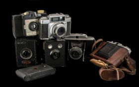 Seven Vintage Cameras consisting of Kershaw 110, Nettar, Kodak Model B, Agfa Apotar,