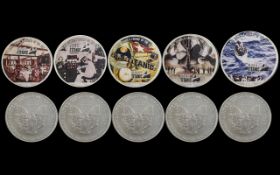 United States of America Collection of R.M.S Titanic Enamelled 1 oz Fine Silver Dollars.