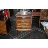Edwardian Four Drawer Stained Beech Music Cabinet, With Fall Down Drawer Fronts,