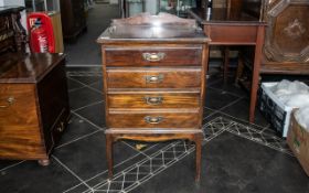 Edwardian Four Drawer Stained Beech Music Cabinet, With Fall Down Drawer Fronts,