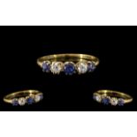 18ct Gold - Attractive Sapphire and Diamond Set Ring, Interior Marked for 18ct.