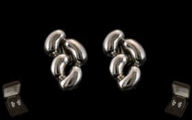 Georg Jensen - Denmark Stylish Sterling Silver Pair of Earrings. Marked 925.