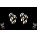 Georg Jensen - Denmark Stylish Sterling Silver Pair of Earrings. Marked 925.