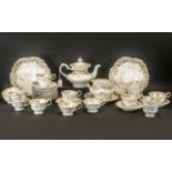 A Quantity of Rockingham Style19thC Dinner Ware to include teapot, sugar, 16 cups, 14 saucers,