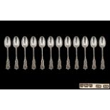 Art Nouveau Exquisite Set of 12 Sterling Silver Teaspoons with styalised Art Nouveau handles.