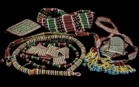 A Quantity of Tribal Zulu Jewellery comprising glass beads, necklaces,