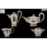 Walker & Hall Superb Quality Sterling Silver 4 Piece Tea Service of Excellent Design / Form,