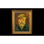 Oil Portrait of an Old Man, full of character and expression, wearing a flat cap and sporting a