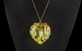 Mother-of-Pearl and Blister Pearl Leaf Pendant,