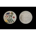 United States of America Liberty Silver Dollar ( Enamelled ) Date 2006. 1 oz of Fine Silver 0.999.