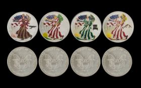 United States of America Collection of Enamelled 1 oz Fine Silver Liberty Dollars ( 4 ) Silver