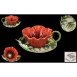 Franz Fine Hand Painted Bone China ' Poppy ' Cup and Saucer. Num F200799. Excellent Condition and