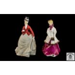 Royal Worcester Pair of Hand Pained Figurines 1/ ' Equestrienne ' RW4066. Modeller Donald Brindley.