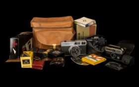 Box of Miscellaneous Cameras and Accessories including Canon - Inovar - Instamatic 100 - 500mm,