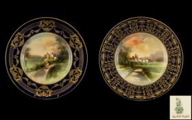 Royal Doulton Pair of Fine Hand Painted and Signed Cabinet Plates. c.1900.