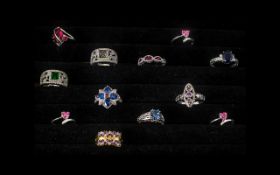 Lovely Collection of Solid Silver and Coloured Stone Rings.