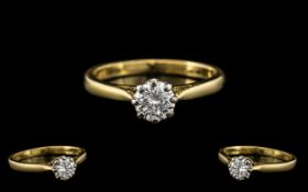 18ct Gold Attractive and Good Quality Single Stone Diamond Set Ring, the round brilliant cut diamond