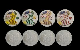United States of America Collection of Enamelled 1 oz Fine Silver Liberty Dollars ( 4 ) Silver
