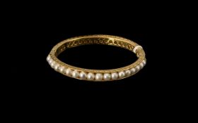 Fresh Water White Pearl Hinged Bangle,