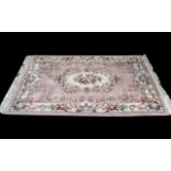 Woollen Aubusson Chinese Style Floral Washed Wool Rug, measures 6' x 4'.