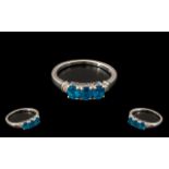 Neon Apatite and Diamond Ring, three oval cut neon apatites, the unique bright,