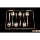 Boxed Set of Six Silver Teaspoons, maker - Walker and Hall,