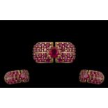 Ladies 9ct Gold Attractive Ruby Set Cluster Ring. Full Hallmark for 9.375.