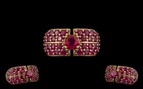 Ladies 9ct Gold Attractive Ruby Set Cluster Ring. Full Hallmark for 9.375.