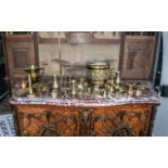 Box of Miscellaneous Brassware Items and fireside ornaments