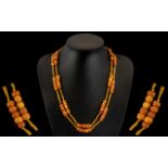 Antique Period Superb Quality Butterscotch Amber ( Natural ) Necklace ( 89 ) Beads In Total.