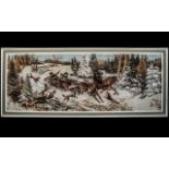 Extra Large Tapestry depicting a winter scene with a horse drawn sleigh and dogs,