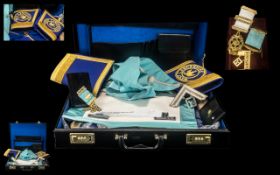 Black Case Containing Masonic Items Past Provincial, Senior Deacon, Dress Apron & Lodge Apron,