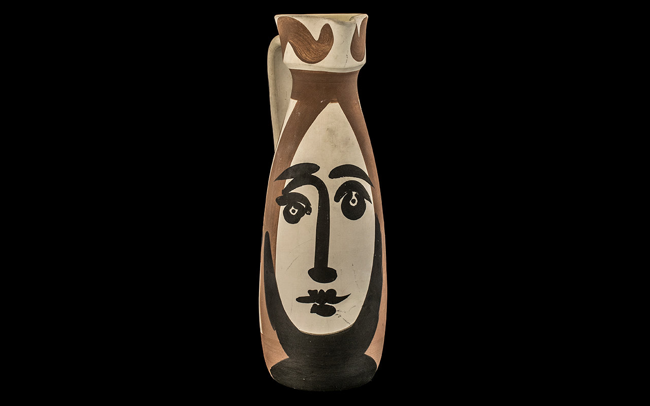 Pablo Picasso (Spain, 1881-1973) Pablo Picasso, a 'Visage' Faience Pitcher, Vallauris, - Image 4 of 5