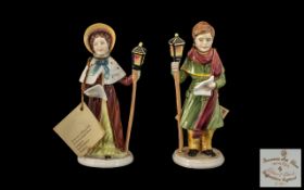 Two Francesca Art Figures made in Staffordshire, 'Winter' by artist Robert Bend. 7.5" high.