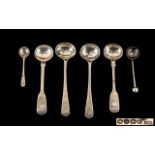 A Small Collection of Georgian and Victorian Small Silver Mustard Ladles and Salt Spoons ( 6 ) Six
