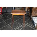 Small Edwardian Mahogany Side Table, Cross Banded Edge, Raised On Square Tapering Legs,