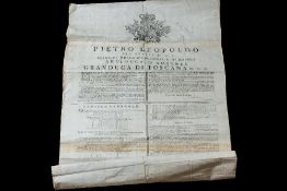 Pietro Leopoldo Proclamation, printed in 1779, in Firence; 'Arciduca di Austria,