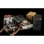 Box of Vintage Cameras consisting of Ilford Sport, Beirette, Nettar, Browie Flash IV, Emik,