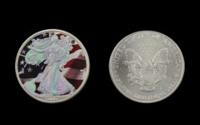 United States of America Liberty Silver Dollar ( Enamelled ) Date 2003. 1 oz of Fine Silver .