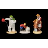 Coalport Hand Painted Ltd Edition Trio of Bone China ' Snowman Figures ' ( 3 ) All with Boxes and