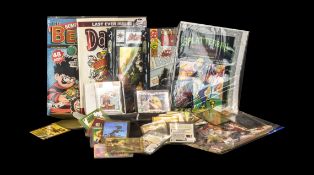 A Collection of Assorted Magazines and Trade Cards including Bloodshot, Green Lantern Mosaic,