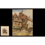Conrad Hector Rafaele Carelli 1869-1956 Watercolour 'Harvard House, Stratford'. Signed lower left by