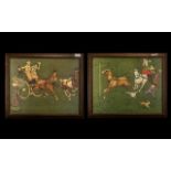 Pair of Cecil Aldin Coloured Prints depicting humorous coaching scenes; framed and glazed,