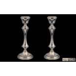 Elizabeth II Pair of Good Quality Sterling Silver Candlesticks of Waisted Form,