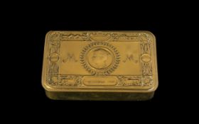 Princess Mary Brass Gift Tin Christmas 1914, the container of the Christmas gifts,