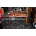 Mahogany Reproduction Side Table, Two Frieze Drawers Raised On Square Tapering Legs,