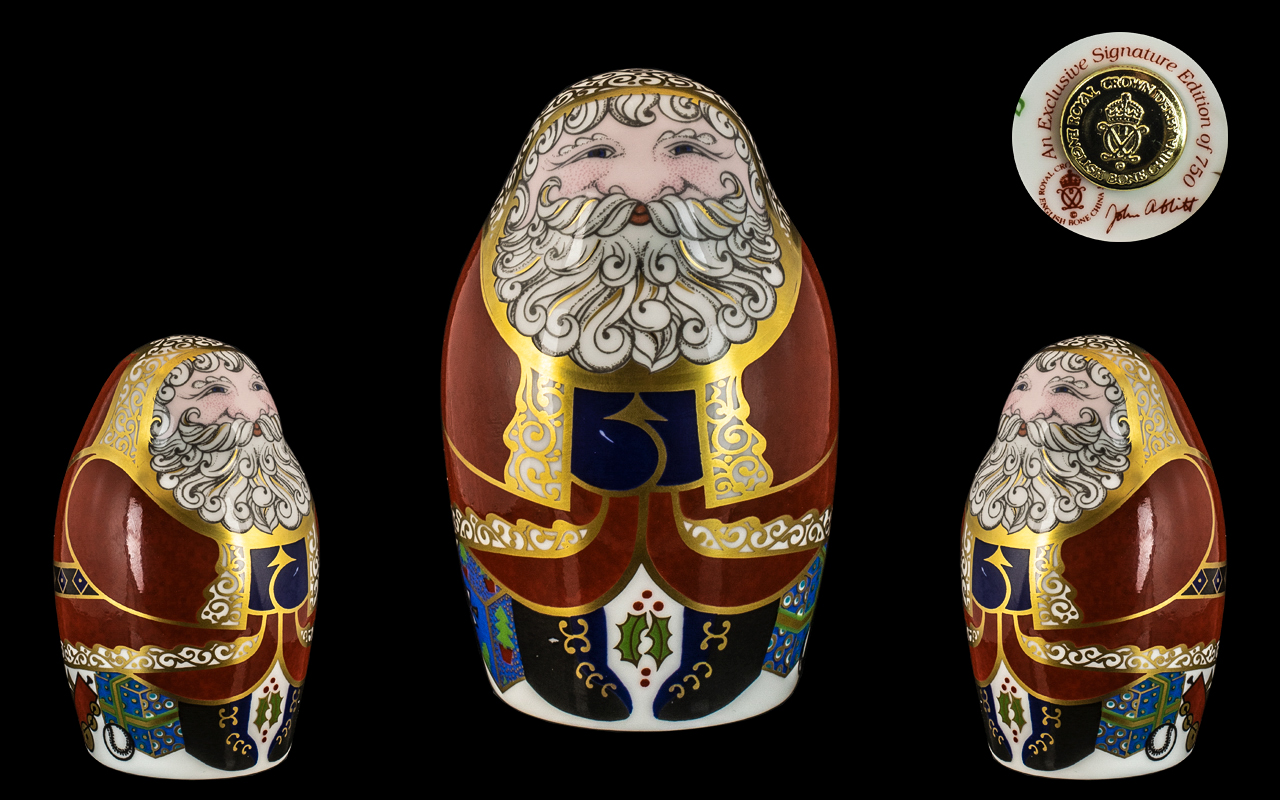 Royal Crown Derby Exclusive Signature Edition of 750 Paperweights Only ' Santa Claus ' Gold Stopper.