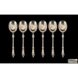 Mid Victorian Period Sterling Silver Set of Six Apostle Coffee Spoons.